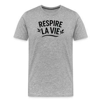 Respire la Vie Botanique - Men's Premium Organic T-Shirt - heather grey - Front - Damien (186cm)