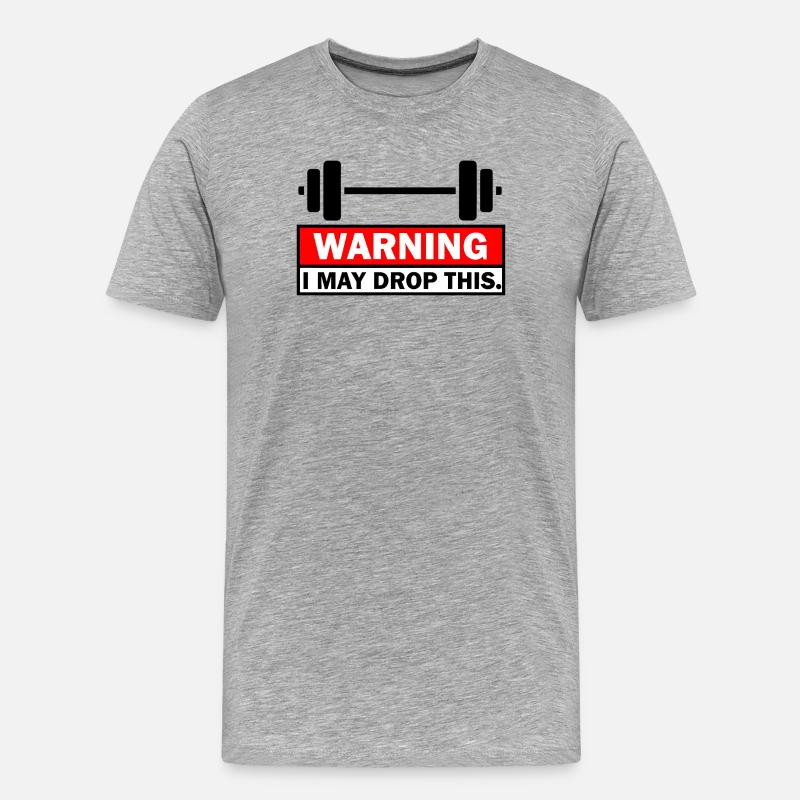 Warnung: Ich lasse das fallen - Männer Premium Bio T-Shirt - Grau meliert