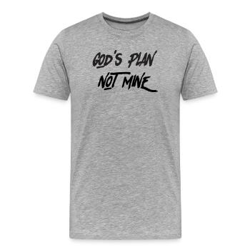 God’s Plan, Not Mine – Christian Faith & Trust T-S - Men's Premium Organic T-Shirt - heather grey - Front - Damien (186cm)