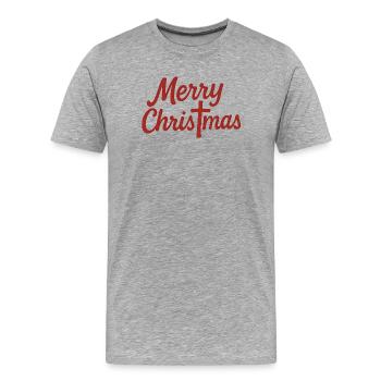 Crucifix Joyeux Noël - T-shirt bio Premium Homme - gris chiné - Devant - Damien (186cm)
