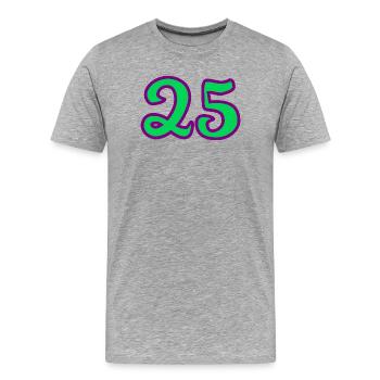 25. 25 ANS. 25e ANNIVERSAIRE. ANNIVERSAIRE 25 ANS. - T-shirt bio Premium Homme - gris chiné - Devant - Damien (186cm)