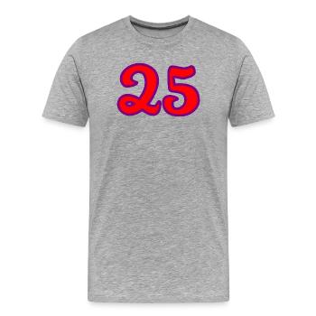25. 25 ANS. 25e ANNIVERSAIRE. ANNIVERSAIRE 25 ANS. - T-shirt bio Premium Homme - gris chiné - Devant - Damien (186cm)