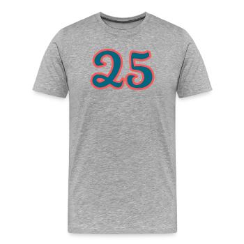 25. 25 ANS. 25e ANNIVERSAIRE. ANNIVERSAIRE 25 ANS. - T-shirt bio Premium Homme - gris chiné - Devant - Damien (186cm)