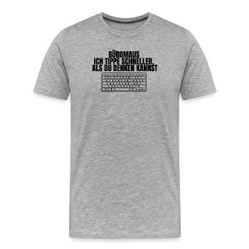 Office Mouse Design - Men's Premium Organic T-Shirt - heather grey - Front - Damien (186cm)