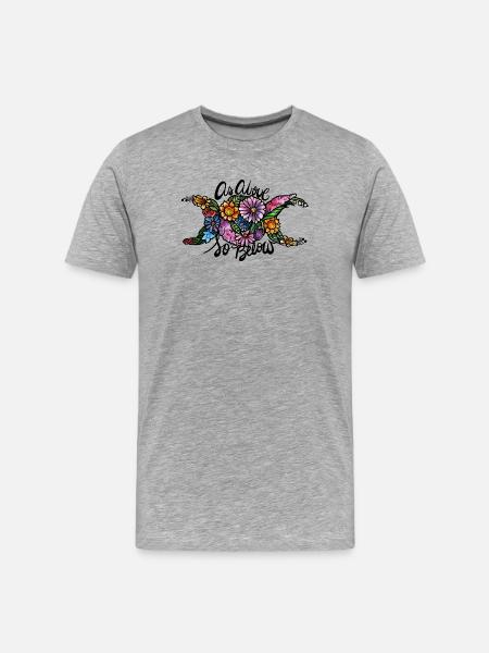Blumenkamel-Silhouette - Männer Premium Bio T-Shirt - Grau meliert