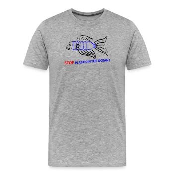 Fish and plastic - Men's Premium Organic T-Shirt - heather grey - Front - Damien (186cm)