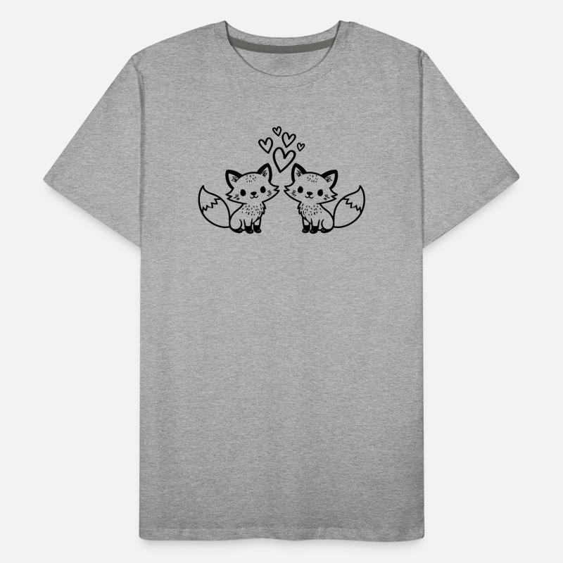 Fuchs Paar Herzen Liebe Männer Premium Bio T-Shirt