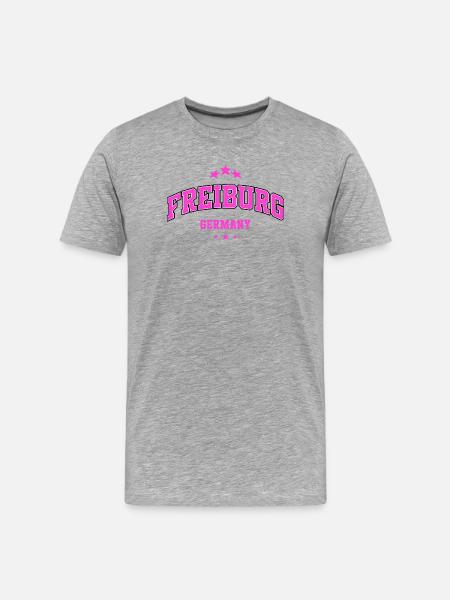 Freiburg Pink City Emblem - Men's Premium Organic T-Shirt - heather grey