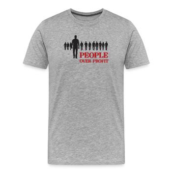 People Over Profit - Men's Premium Organic T-Shirt - heather grey - Front - Damien (186cm)