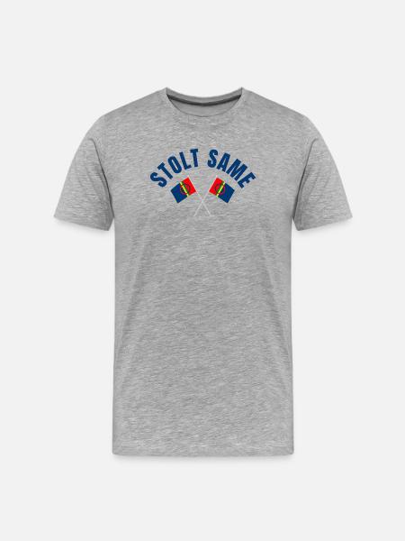 Stolt Same – Korsade flaggor - Organic T-shirt Ekologisk premium-T-shirt herr - gråmelerad