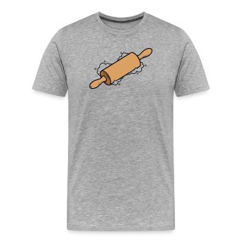 Rolling Pin Rolling Dough Roll Baking - Men's Premium Organic T-Shirt - heather grey - Front - Damien (186cm)