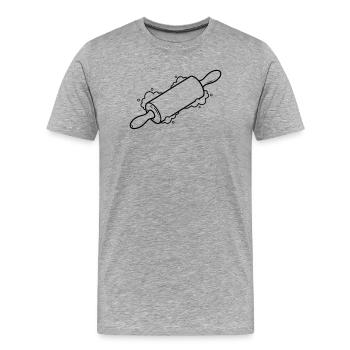 Rolling Pin Baking Roll Flour Outline - Men's Premium Organic T-Shirt - heather grey - Front - Damien (186cm)