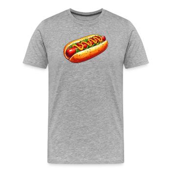 Hot Dog - Men's Premium Organic T-Shirt - heather grey - Front - Damien (186cm)