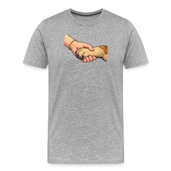 Poignée de main amie des pattes - T-shirt bio Premium Homme - gris chiné - Devant - Damien (186cm)