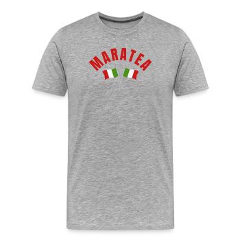 Maratea: Crossed Italian Flags - Men's Premium Organic T-Shirt - heather grey - Front - Damien (186cm)