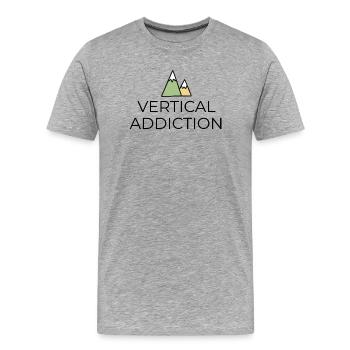 Addiction verticale - Conception avec des sommets montagneux - T-shirt bio Premium Homme - gris chiné - Devant - Damien (186cm)