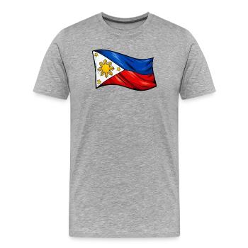 Caricature du drapeau des Philippines - T-shirt bio Premium Homme - gris chiné - Devant - Damien (186cm)