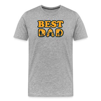 Meilleur Papa Silhouette Soleil - Männer Premium Bio T-Shirt - Grau meliert - Vorne - Damien (186cm)