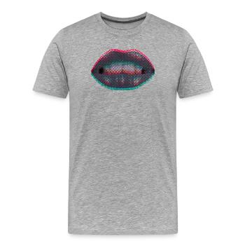 Gepunktete Neonlippen - Männer Premium Bio T-Shirt - Grau meliert - Vorne - Damien (186cm)