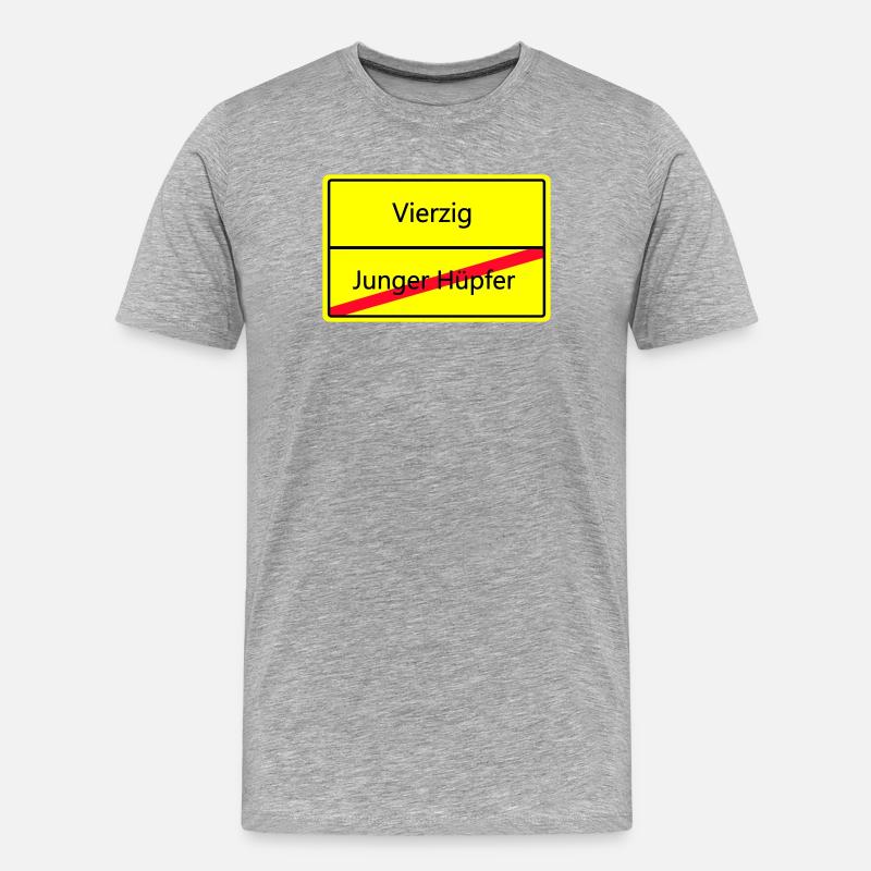 ortsschild_vierzig - Männer Premium Bio T-Shirt - Grau meliert