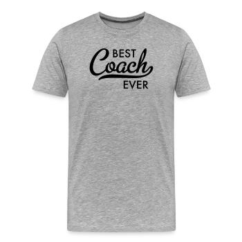 Meilleur entraîneur de tous les temps Typographie - T-shirt bio Premium Homme - gris chiné - Devant - Damien (186cm)