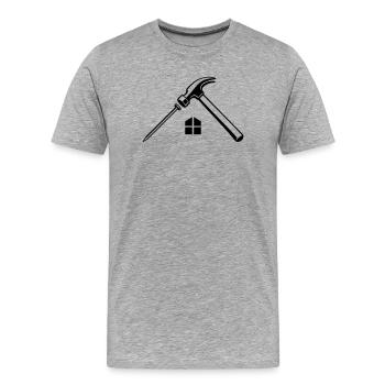 Roofer Hammer Nail Logo - Men's Premium Organic T-Shirt - heather grey - Front - Damien (186cm)