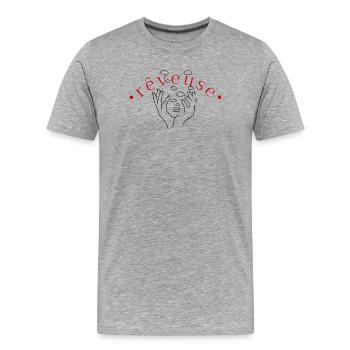 Réveuse en Rouge Curvée - T-shirt bio Premium Homme - gris chiné - Devant - Damien (186cm)