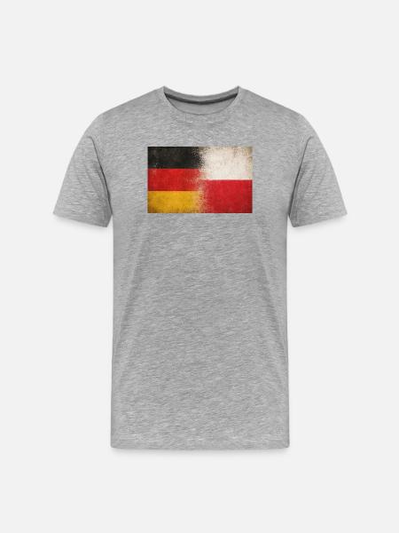Germany Poland Friendship Grunge Flag - Men's Premium Organic T-Shirt - heather grey