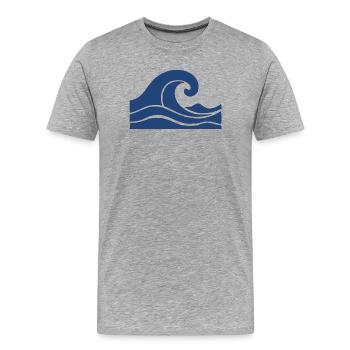 Cadeau de vacances Wave Minimal Sea Beach - T-shirt bio Premium Homme - gris chiné - Devant - Damien (186cm)