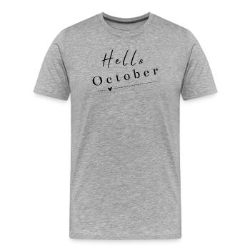 Bonjour octobre | Design d’automne moderne - T-shirt bio Premium Homme - gris chiné - Devant - Damien (186cm)