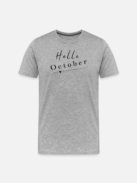 Hello October | Modern Autumn Design - Men's Premium Organic T-Shirt - heather grey