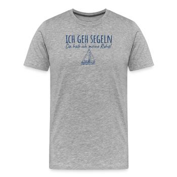 Segeln Da hab ich meine Ruhe - Männer Premium Bio T-Shirt - Grau meliert - Vorne - Damien (186cm)