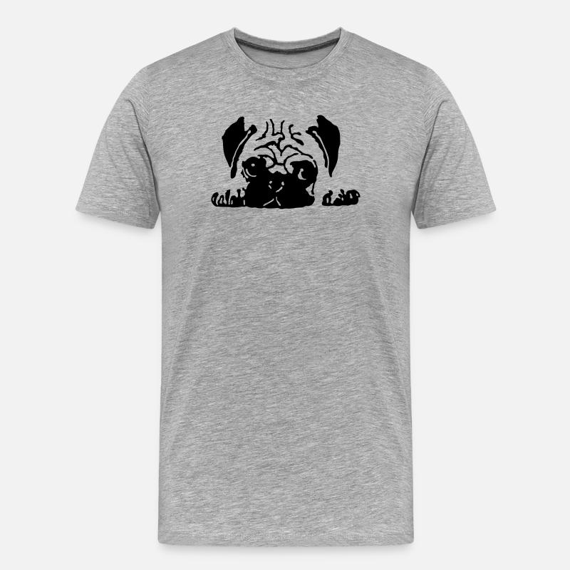 Mops - Männer Premium Bio T-Shirt - Grau meliert