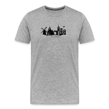 Stadtmotiv Dinslaken mit Tür und Wachturm - Männer Premium Bio T-Shirt - Grau meliert - Vorne - Damien (186cm)
