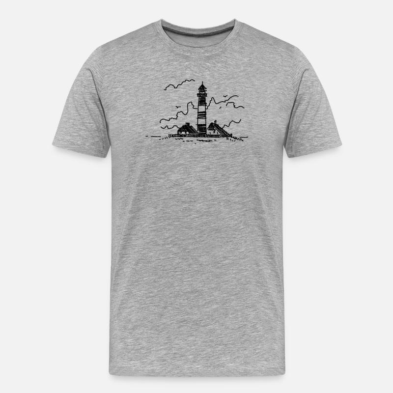 Leuchtturm Westerhever klassisch - Männer Premium Bio T-Shirt - Grau meliert