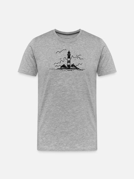 Leuchtturm Westerhever - Männer Premium Bio T-Shirt - Grau meliert