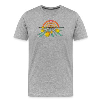 Illustration de champ de paysage de foin rétro cool - T-shirt bio Premium Homme - gris chiné - Devant - Damien (186cm)
