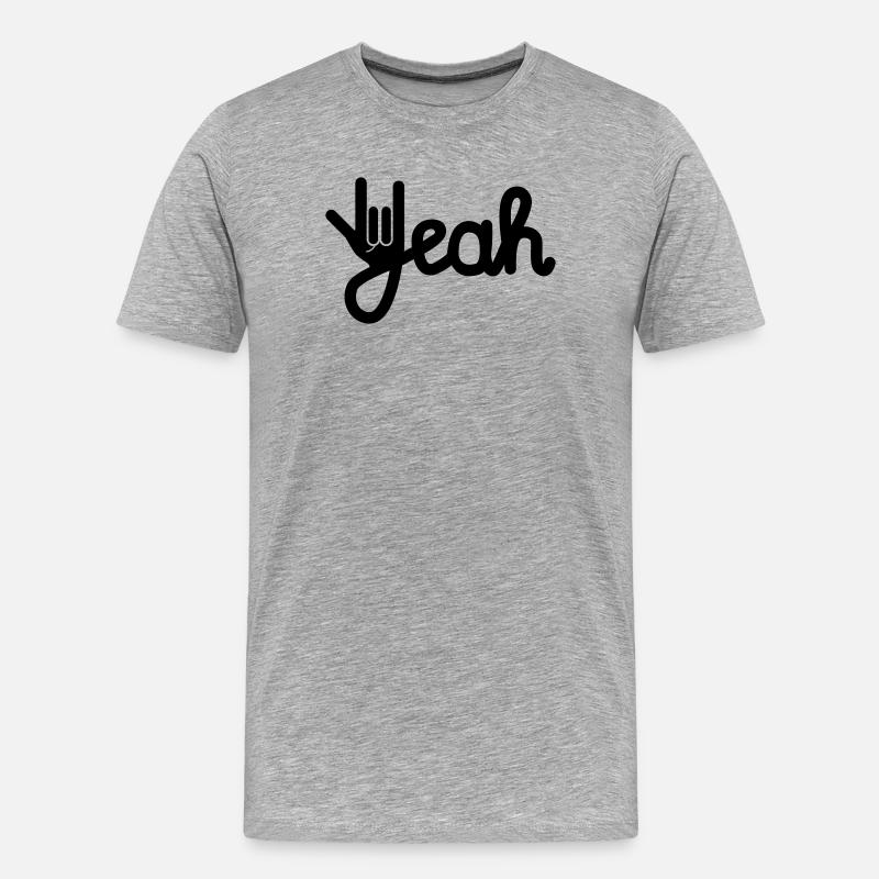 Yeah - Männer Premium Bio T-Shirt - Grau meliert
