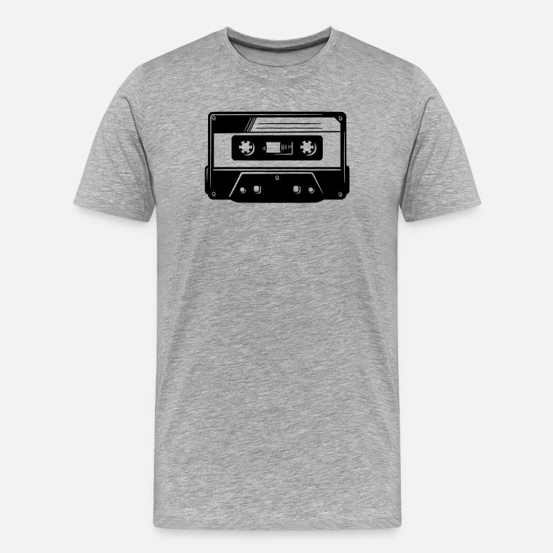 Kassette - Männer Premium Bio T-Shirt - Grau meliert