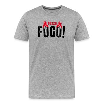 Fasso Fogo - Allume-feu - T-shirt bio Premium Homme - gris chiné - Devant - Damien (186cm)