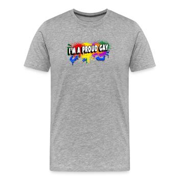 Je suis fier d'être gay - T-shirt bio Premium Homme - gris chiné - Devant - Damien (186cm)