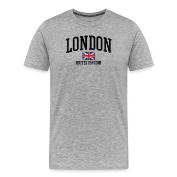 London Distressed Union Flag Graphic - Männer Premium Bio T-Shirt - Grau meliert - Vorne - Damien (186cm)