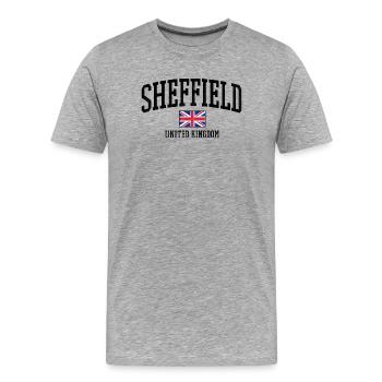 Sheffield UK Distressed Flag - Männer Premium Bio T-Shirt - Grau meliert - Vorne - Damien (186cm)