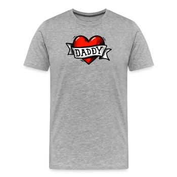 Herz - Band - Daddy - Männer Premium Bio T-Shirt - Grau meliert - Vorne - Damien (186cm)