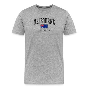 Melbourne, Australie, Conception du drapeau - T-shirt bio Premium Homme - gris chiné - Devant - Damien (186cm)