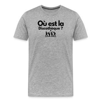 discothèque, boite de nuit, DJ - T-shirt bio Premium Homme - gris chiné - Devant - Damien (186cm)