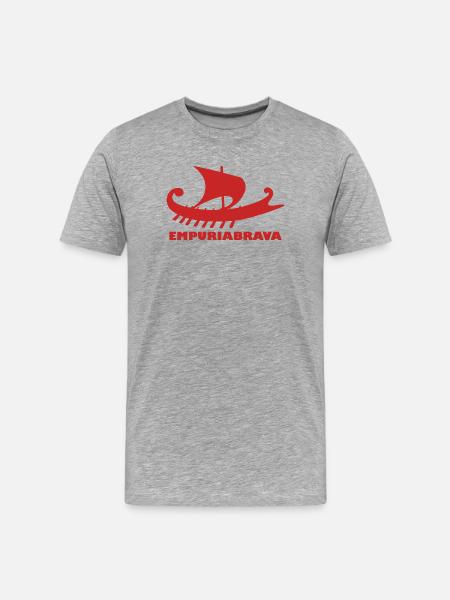 Ship Empuriabrava/Writing red #C62626 - Men's Premium Organic T-Shirt - heather grey