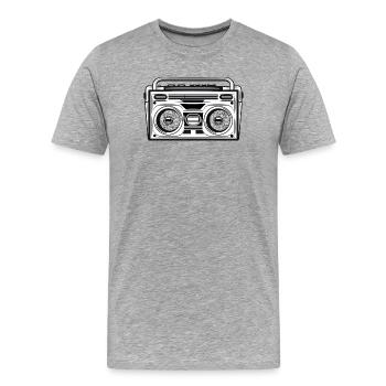 Kassetten Recorder im 80er Stencil Look - Männer Premium Bio T-Shirt - Grau meliert - Vorne - Damien (186cm)
