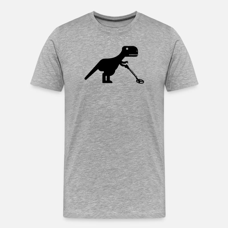 T-Rex sondelt - Männer Premium Bio T-Shirt - Grau meliert