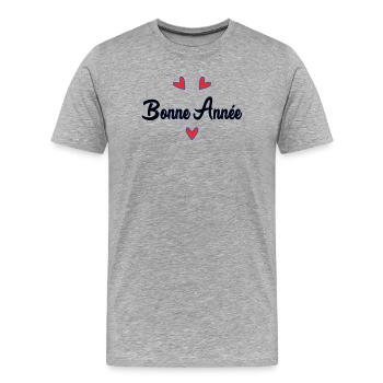 BONNE ANNEE. SAINT SYLVESTRE - T-shirt bio Premium Homme - gris chiné - Devant - Damien (186cm)